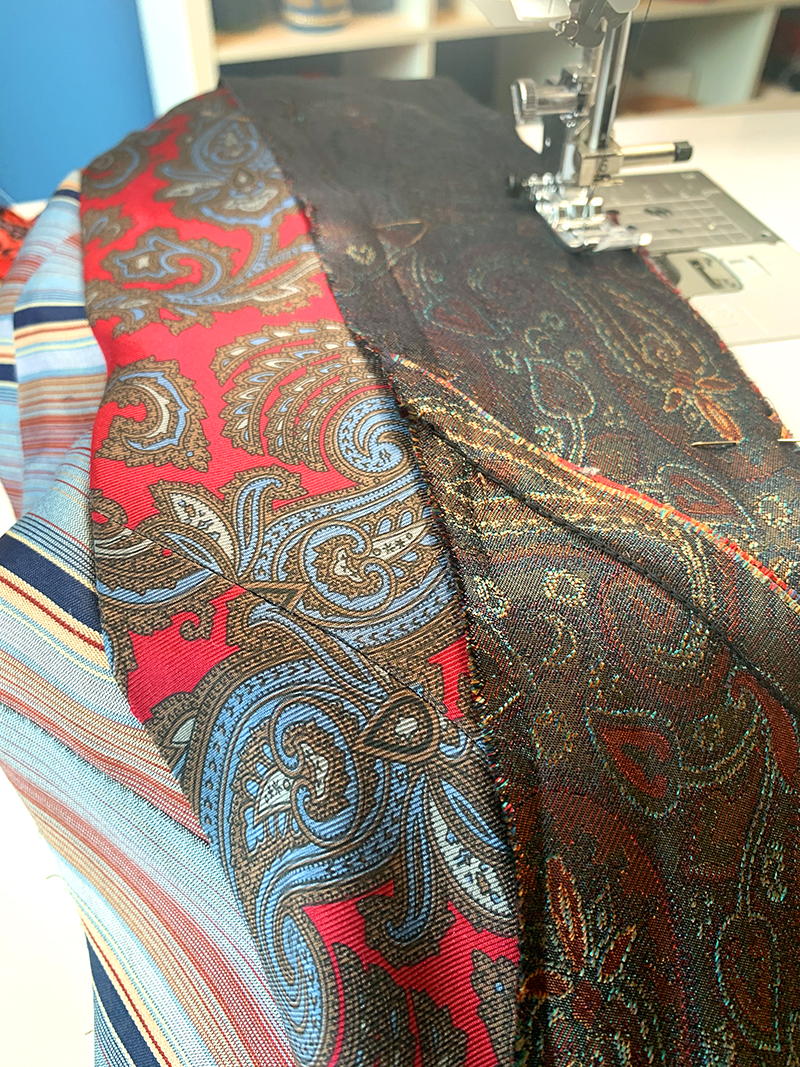 Sew long side of ties