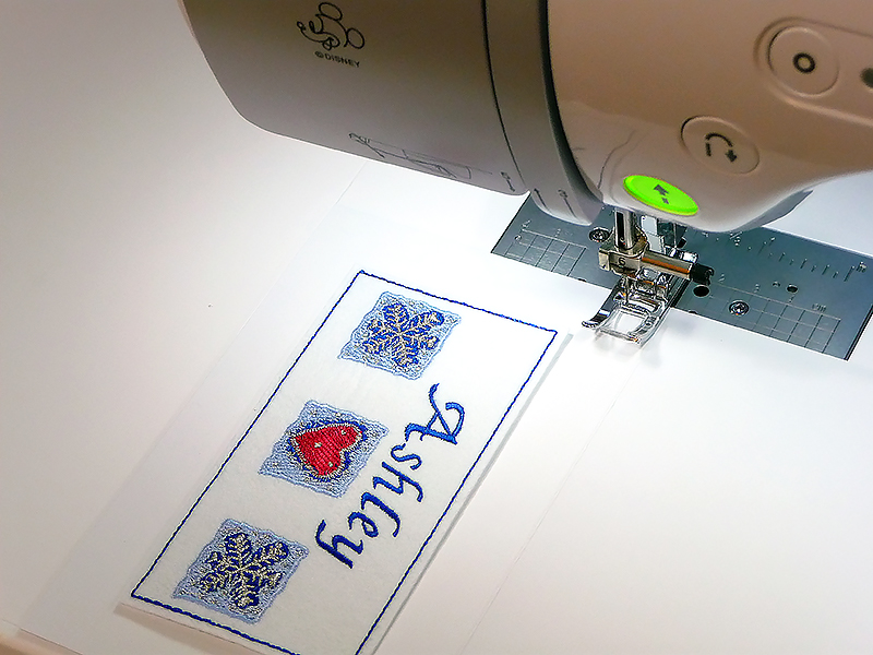 Stitch top of card