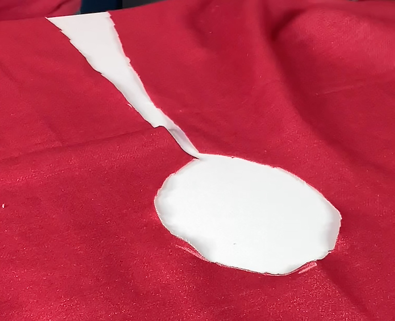 Cut slit hole to outside of fabric