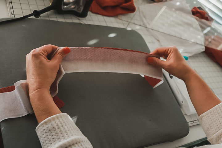 fabric in hands
