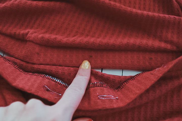 sewn button holes