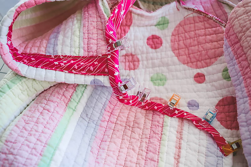 clips holding bias tape