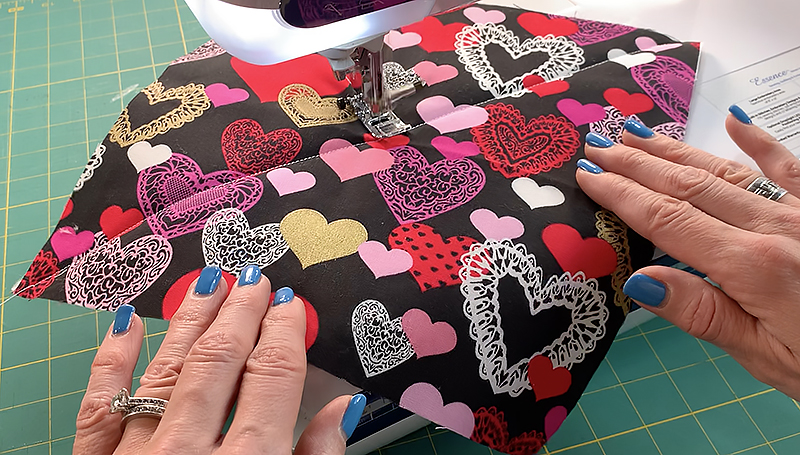 Sew across with batting and second fabric