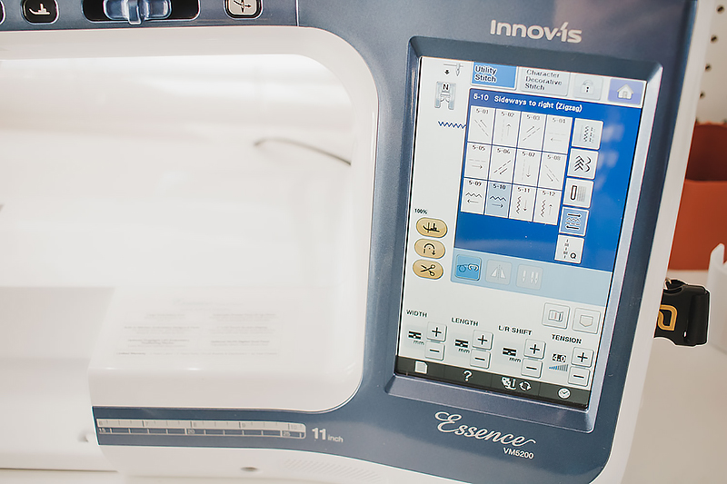 LCD screen on sewing machine