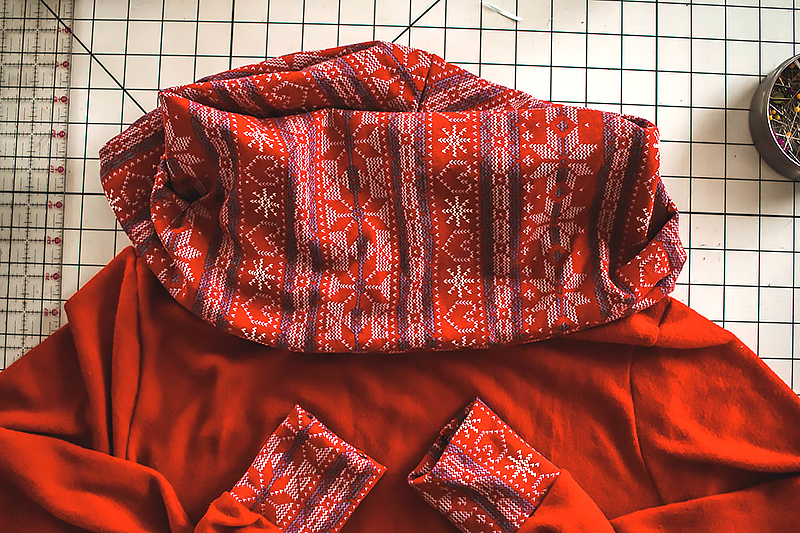 cowl on sweater