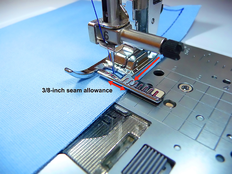 Set the seam allowance with your stitch guide foot