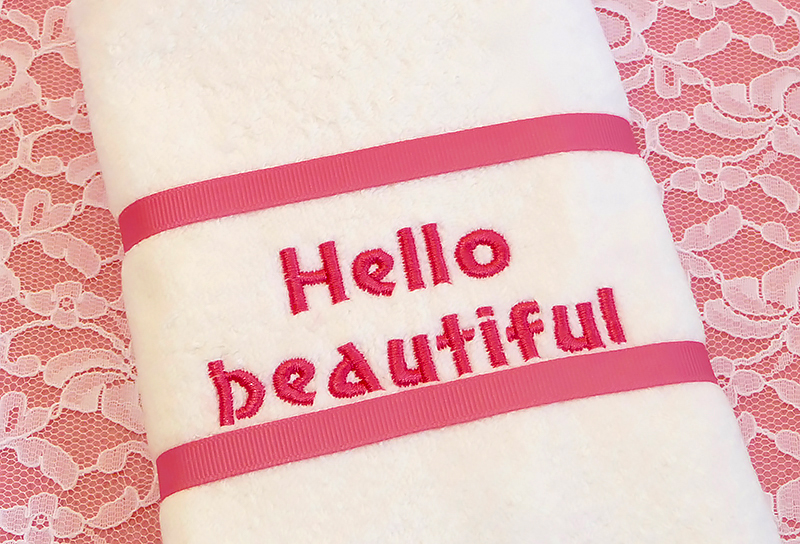 lettering on towel