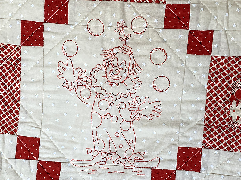 clown design on fabric
