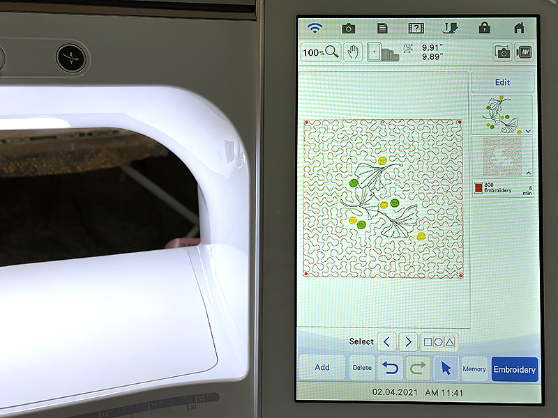 flower design on machine screen