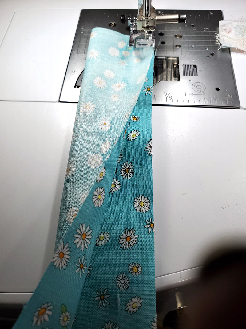 fold L in half and stitch