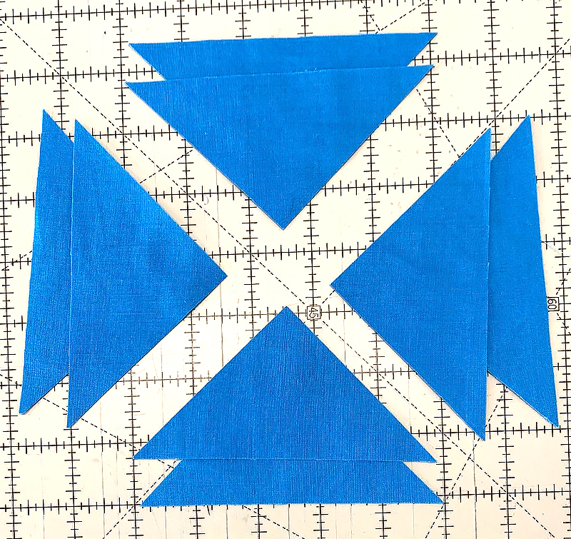 cut blue triangles