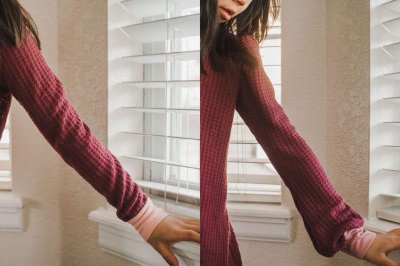 before and after bell sleeve