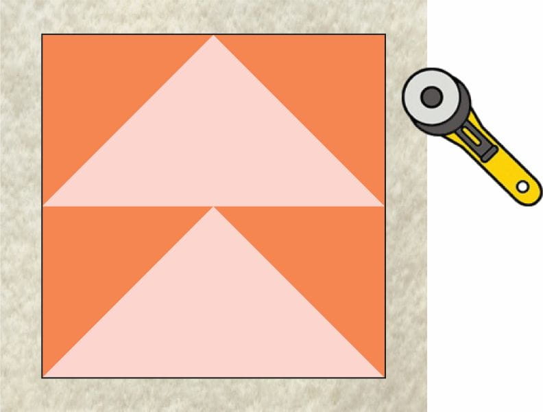 graphic displaying the previous fabric outline with a rotary cutter
